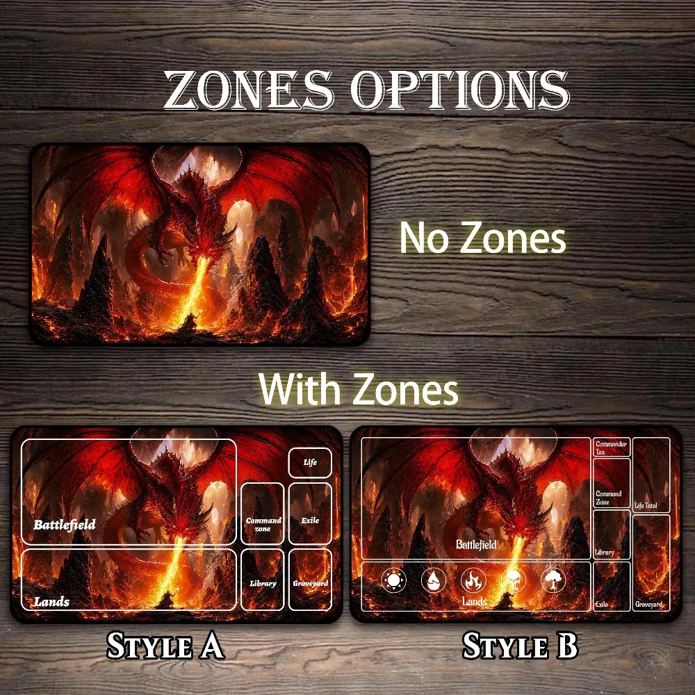 Epic Red Fire Dragon Large Gaming Desk Mat Lava Cave Flame Breath Fantasy Battle Premium Non Slip Rubber TCG Playmat Gift