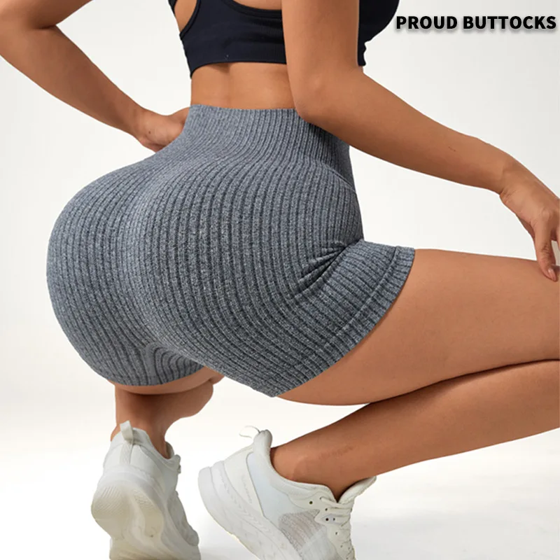 Yogabroek Dames Hoog getailleerde perzikbillen Nauwsluitende hardloopfitnessbroek Met schroefdraad Effen kleur Sport Driekwartbroek