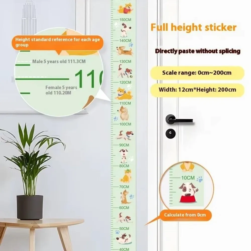 2M Height Height Measurement Sticker Self-adhesive Removable Child Growth Chart Catoon Pattern Waterproof Growth Chart Sticker