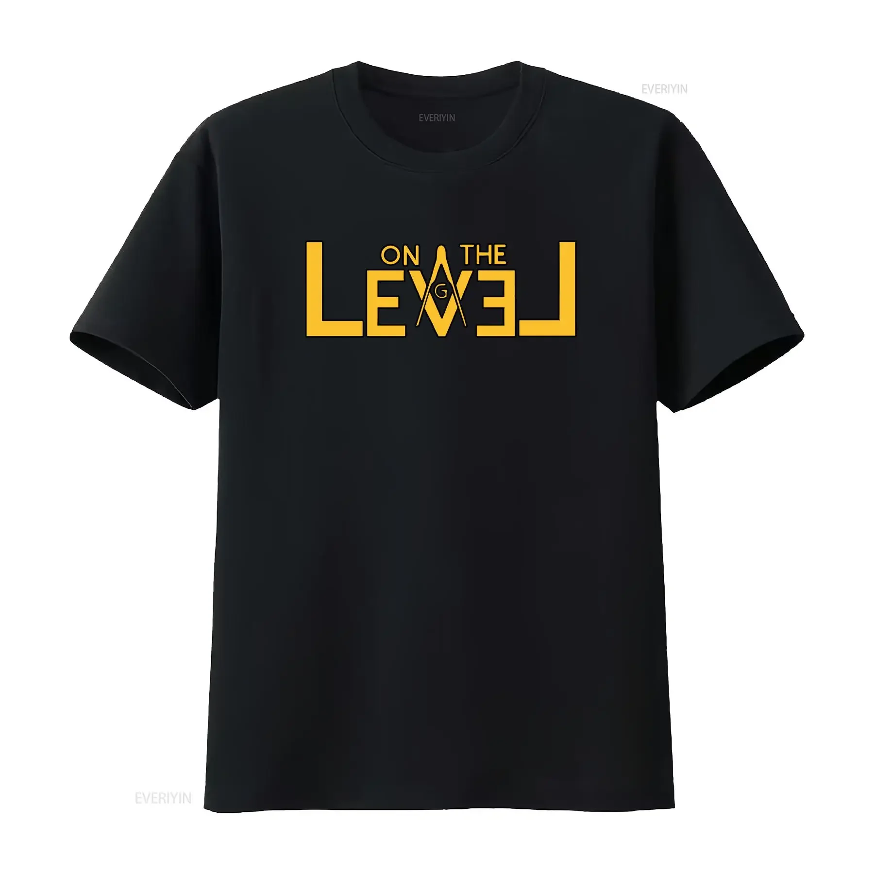 On The Level Masonic T shirt vintage Washed Versatile streetwear Stylish Casual Unisex Slightly graphic Breathable Comfortable