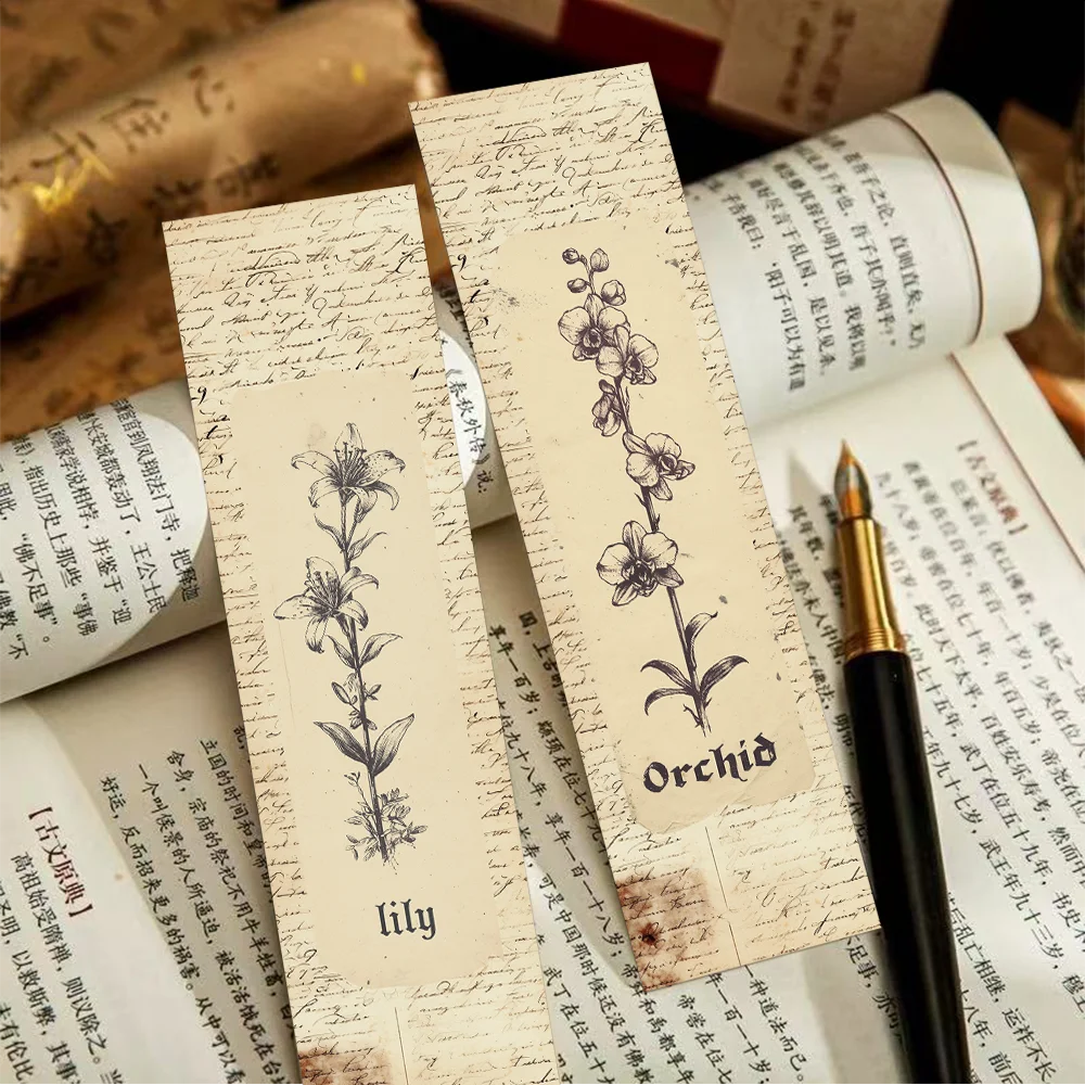 30pcs vintage plants and flowers bookmarks student office supplies books book page labeling paper card decoration DIY bookmarks