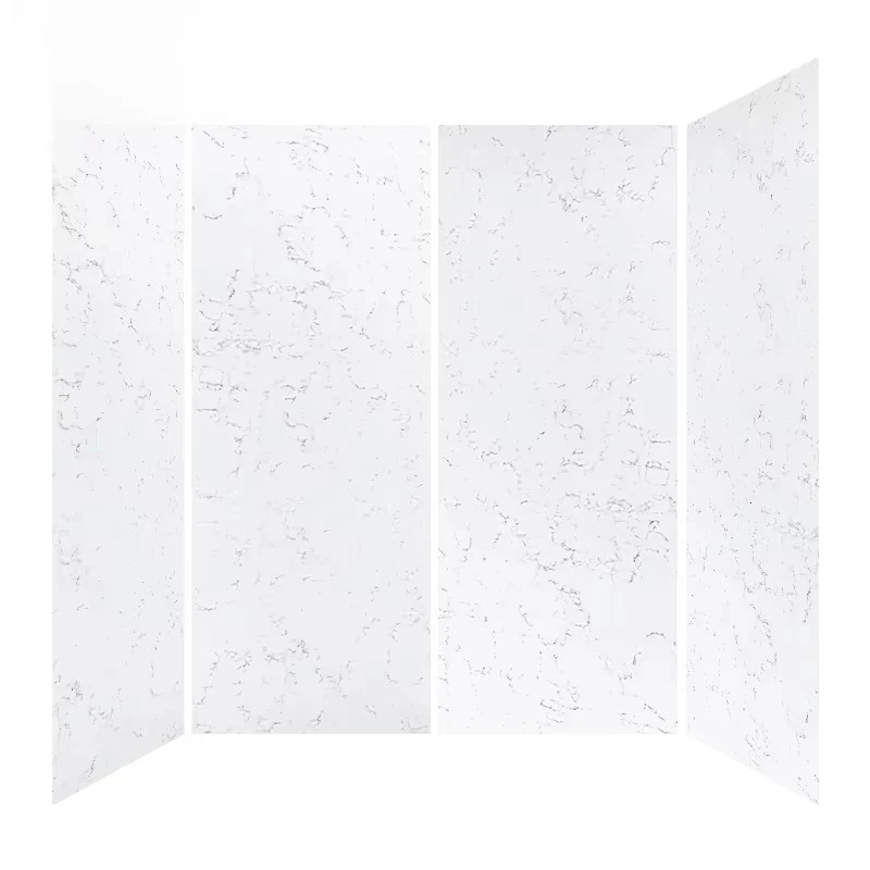 Hotel Villa Apartment Bathroom Appliances Accessories Wall Stone Shower Surround Grey White Marble Shower Wall Panels