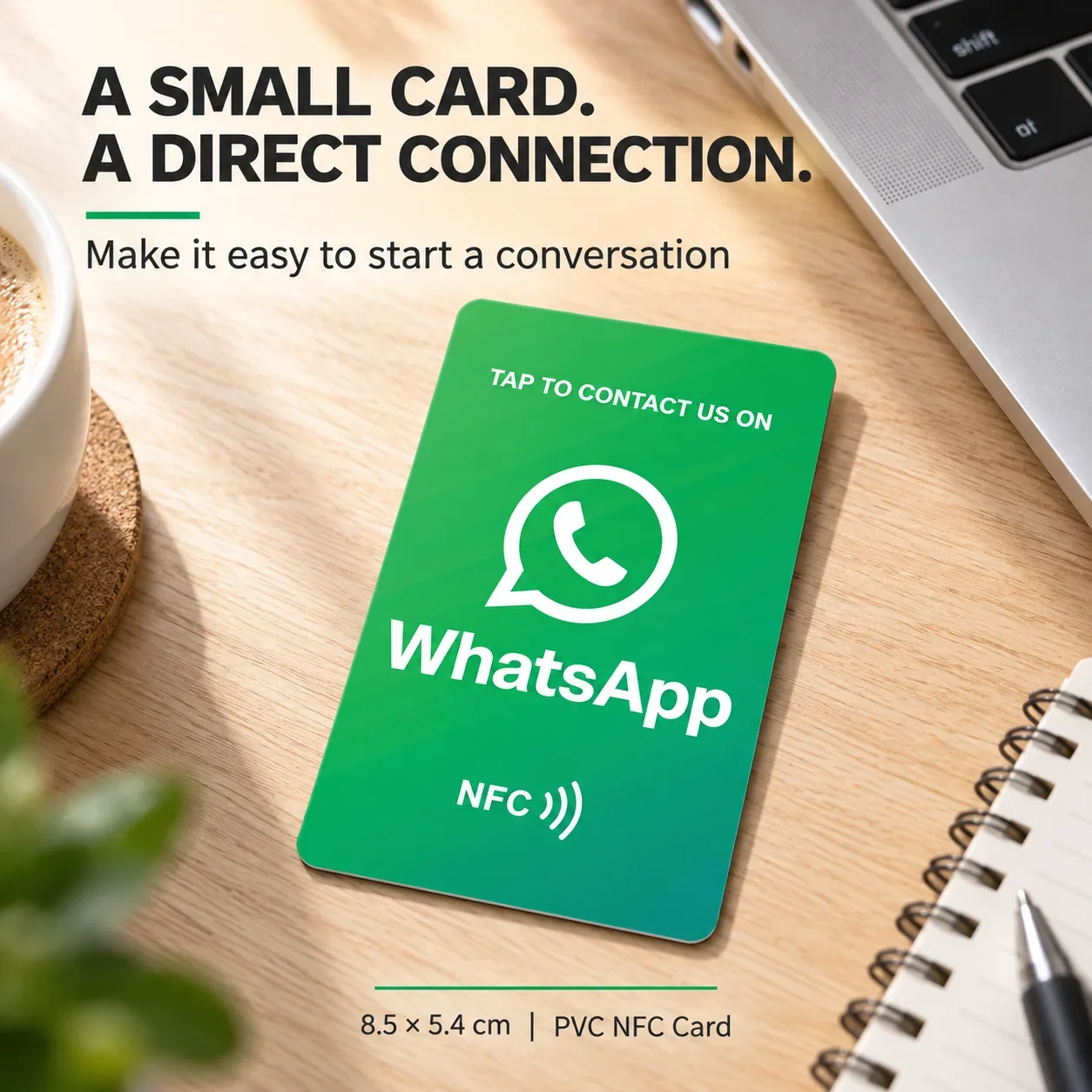 1pc Green Gradient Rewritable NFC Card for WhatsApp PVC 215 Chip Tap to Share Your Contact Buyer Setup Required Before Use
