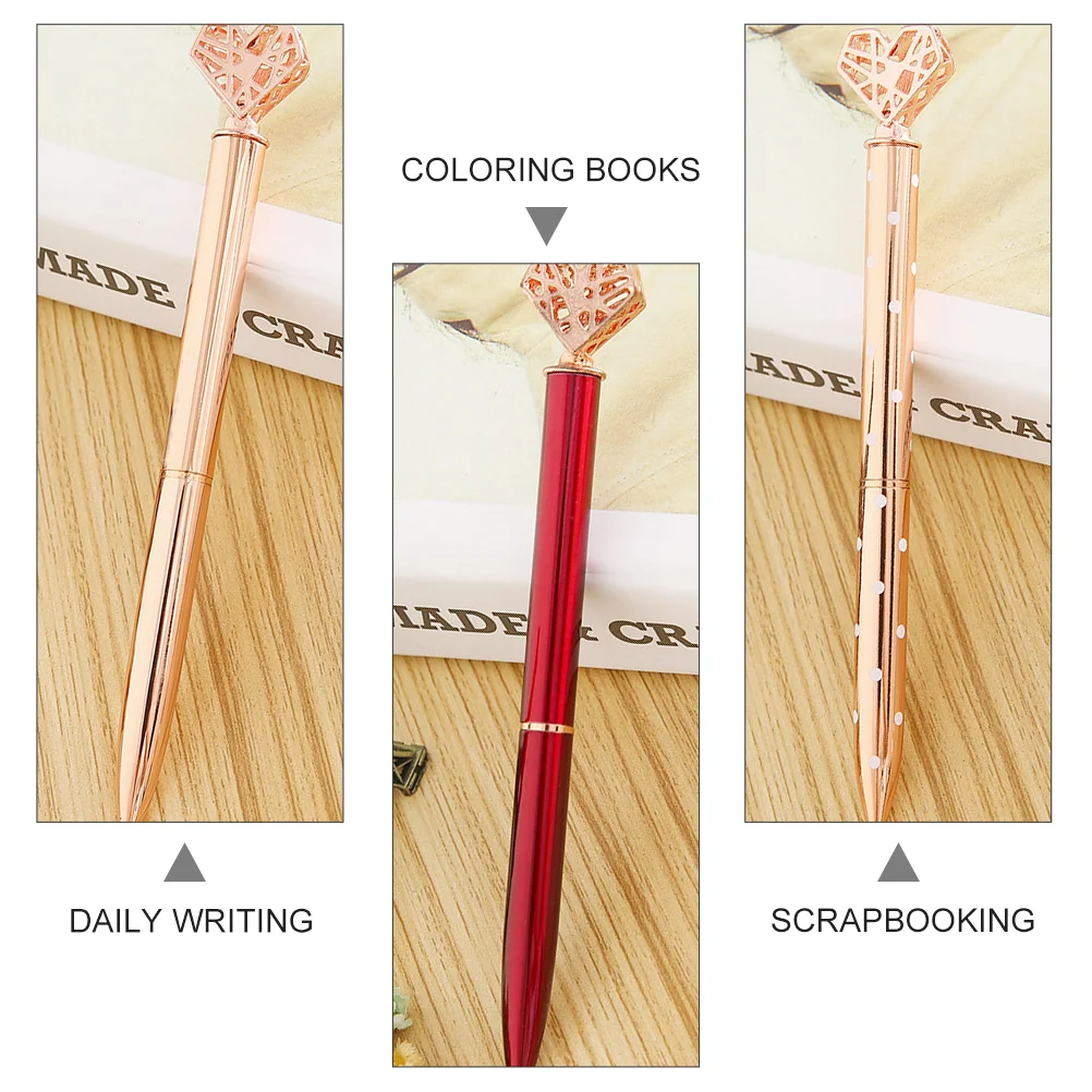 5 Pcs Heart Shaped Ballpoint Pens Colorful Metal Writing Stationery Smooth Premium Ink Daily Use Crafting Doodles Note Taking