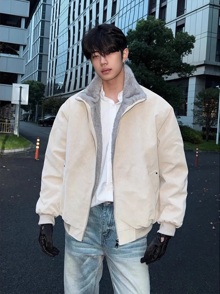 الأمريكية الرجعية الوزن الثقيل مزدوجة اللون الفراء القطن Jaet الرجال الشتاء Fce اصطف Thiened الرجال أسفل Jaet الدفء #4