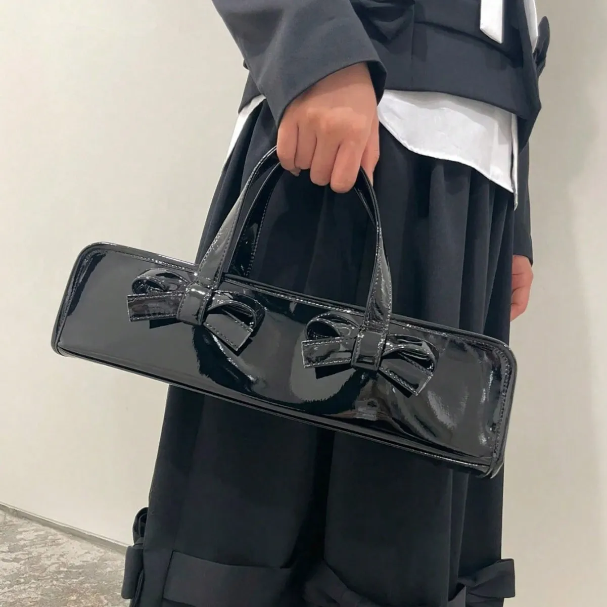 Tote Bag Women Fashion All-match Korean Sweet Bow PU Solid High-Capacity Shoulder Bag Handbag
