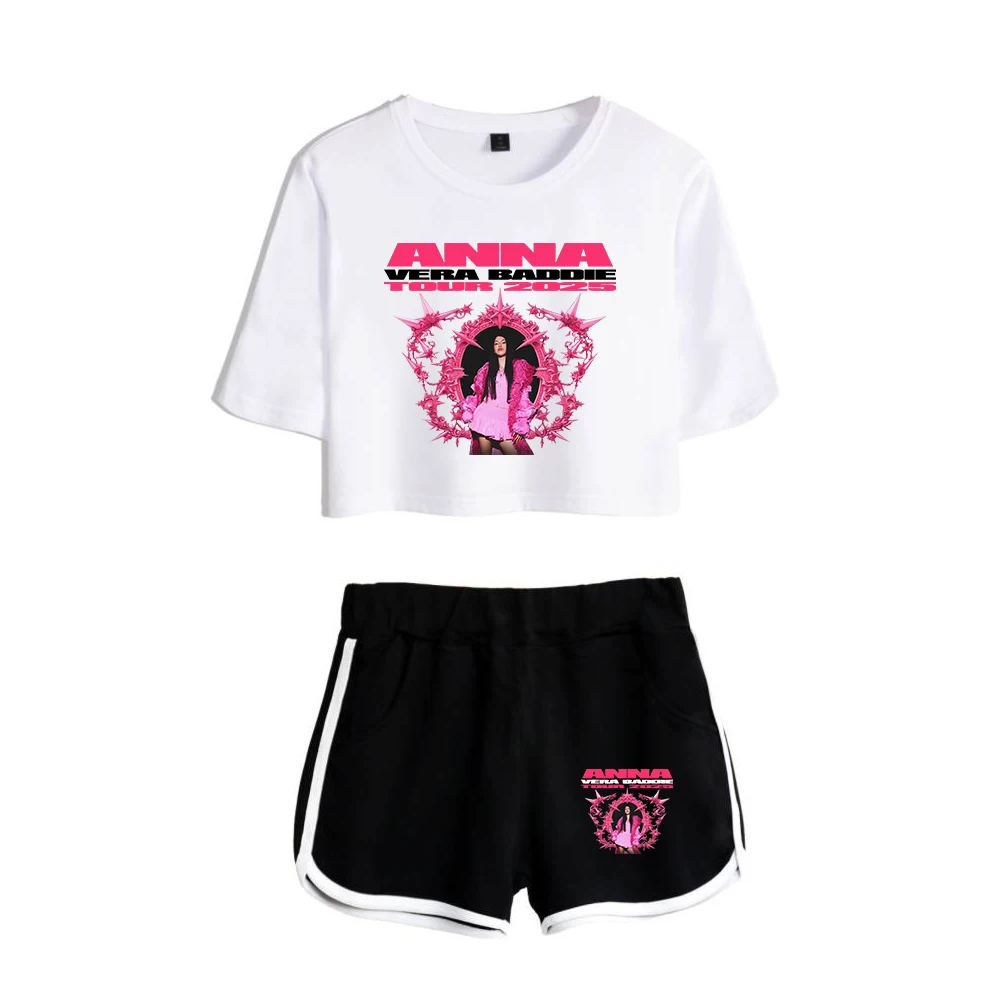 GF Anna Pepe Vera Baddie Tour Merch Short Sleeve Crop Top+Shorts Two Piece Sets Women's Top Sets