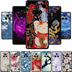 3D Emboss Phone Case For Realme 14 Pro Plus Coque Funda Black Silicone Soft Back Cover Case For Realme 14 Pro Plus Case Shell