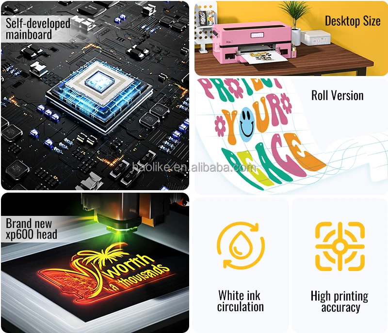 American Warehouse Haolic A3 DTF Printer 	XP600 Printhead 	Clothes Printing Machine for Small Business DTF Printer