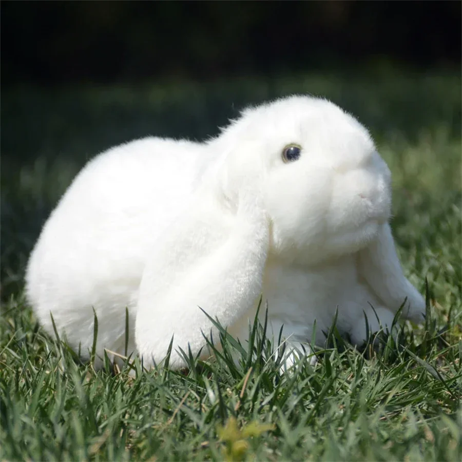 Lop Ear Rabbit High Fidelity Lop rabbit White Grey Bunny Plush Toys Lifelike Stuffed Animal Simulation Doll Toy Gifts