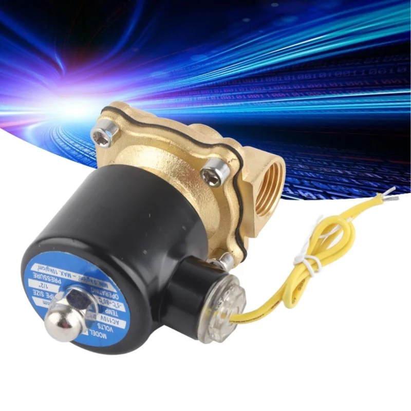 

G1/2-дюймовый латунный электромагнитный клапан давления воды нормальный закрытый прямого действия 2W-160-15AC110V