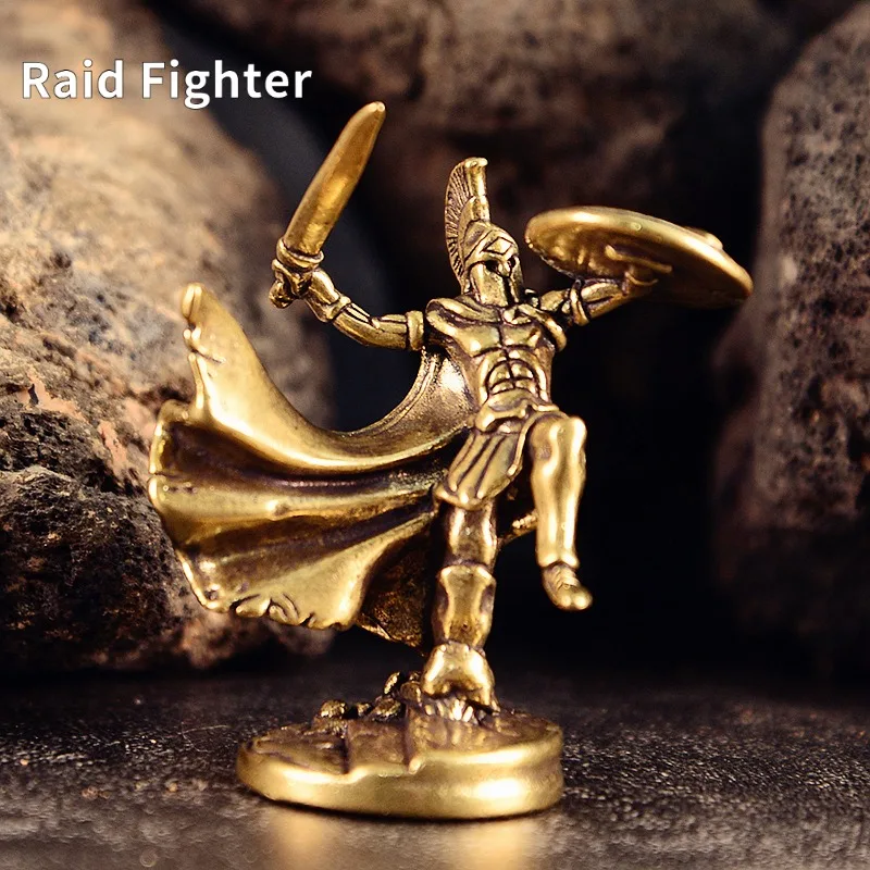 Spartan Soldier Yellow Bronze Collectible War Model Desktop Decoration for Boys Gift Item