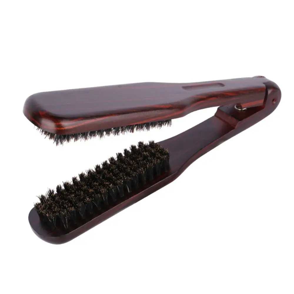 Wear-resistant Wooden Hair Styling Tools V-shaped Durable Bristle Comb Double Brush Anti-static Straightening Comb Girl