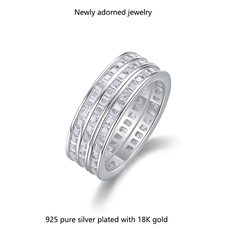 

Trendy hip-hop style ring featuring a multi-layered cubic zirconia weighing 6.12 carats, luxurious European wedding band for wom
