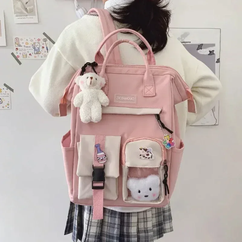 2023 Backpack Women Candy Color Laptop Backpacks Cute Kawaii High School Bags for Teenage Girl Japanese Travel Camping Backpack