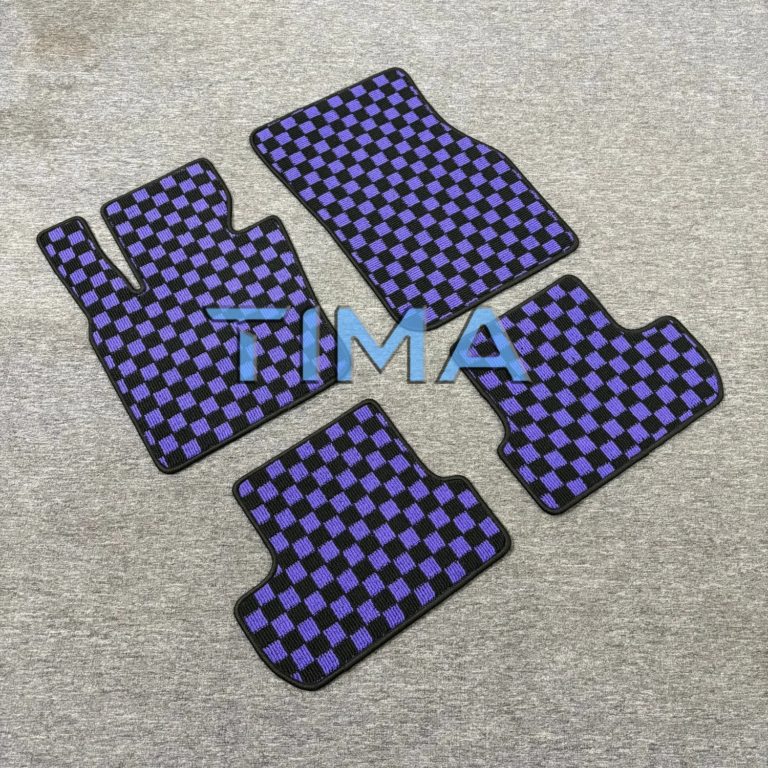Promotion 4PCS purple Checkered Flag Carpet Floor Mats For MINI F56 left Hand Driveor