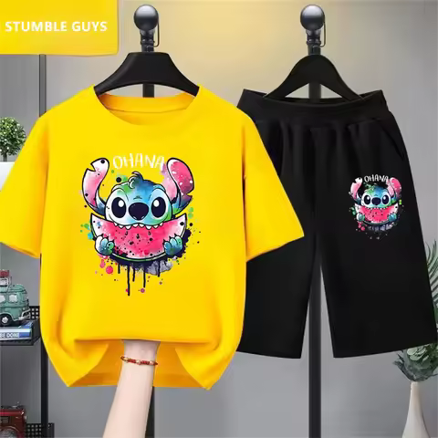 Boy Kids T Shirts Stitch Clothes Girl T-shirt Boys Trucksuit Children Sonic Short Sleeve Tops Summer Girls Top Clothing
