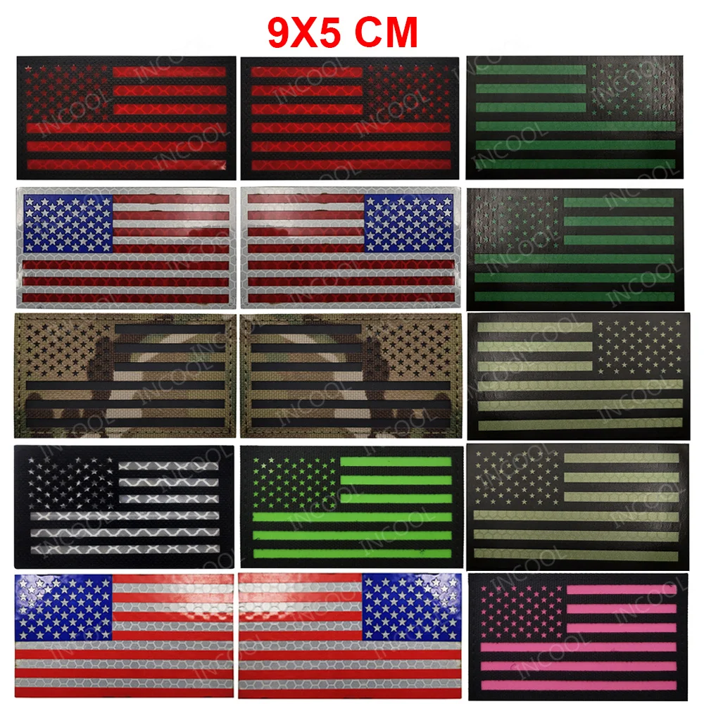 Infrared IR Reflective American United States US Flag Patches Flags Patch Biker Fastener For Clothing Jackets Backpack 9X5CM