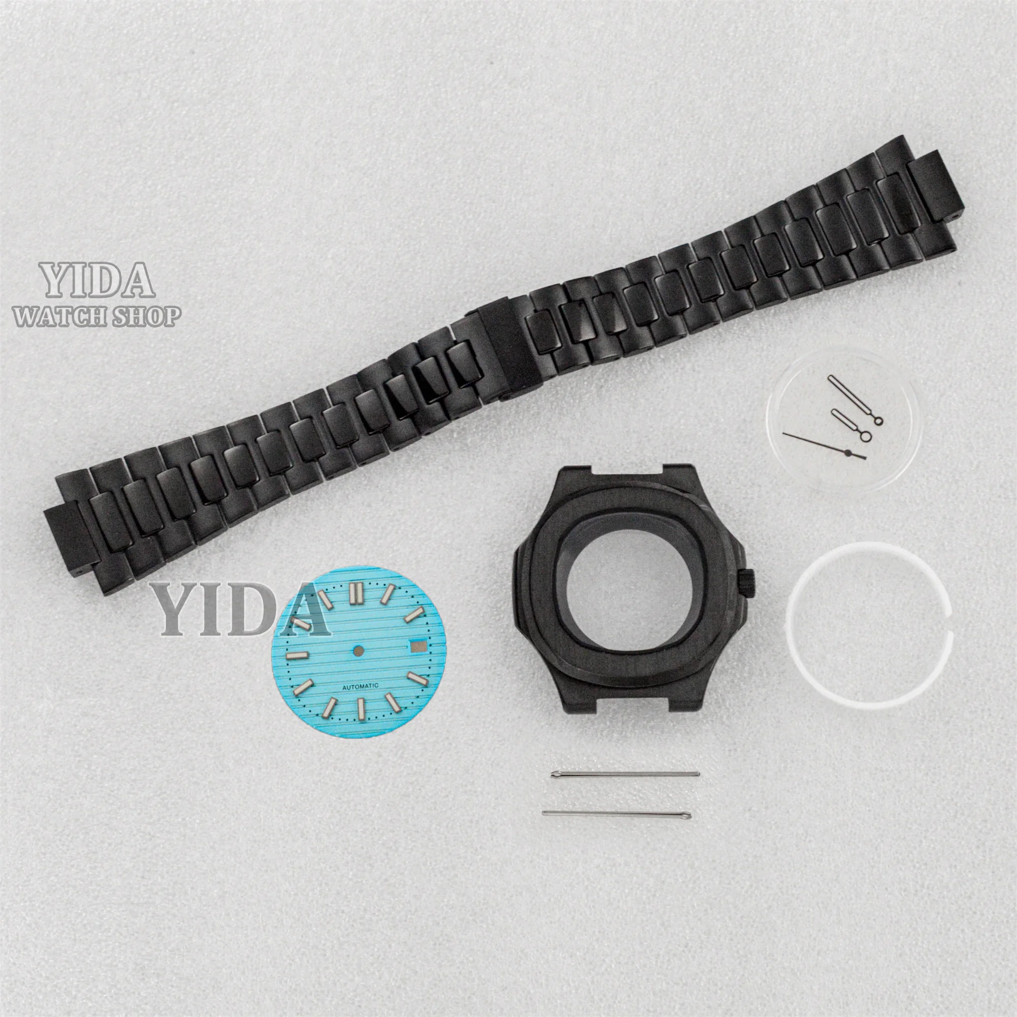 

NH35 Case Black Gold Watch Case Stainless Steel Band 30.5MM Green Luminous Dial hands For Nautilus NH35 Movement Modified Parts