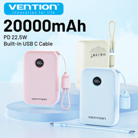 Vention Power Bank 20000mAh 22.5W PD Type C Charge Portable Powerbank External Auxiliary battery with USB-C Cable for iPhone 15