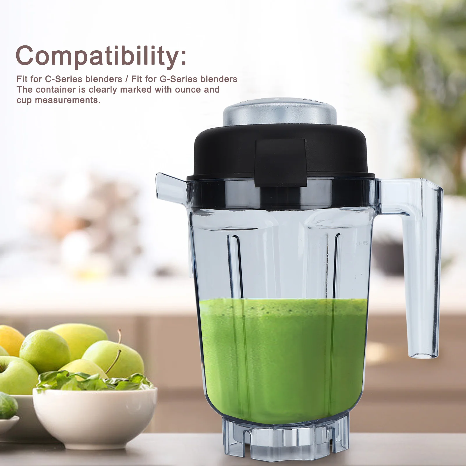 Contenedor para licuadora de alimentos transparente Vitamix, contenedor con tapa de hoja, accesorios de repuesto aptos para contenedor Vitamix de 32oz