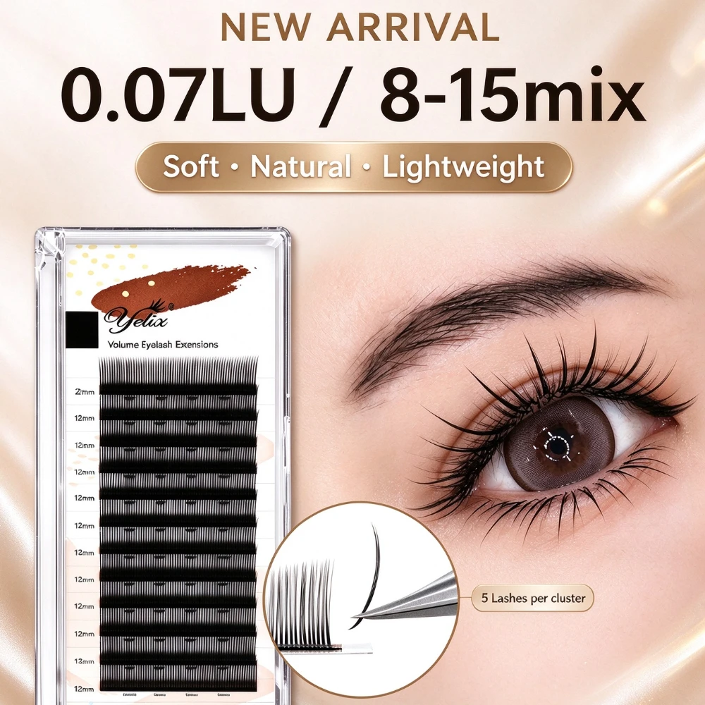 Yelix New 5D Flora Easy Fan Eyelash Extension LU Curl Individual Lashes 0.07mm Natural Soft Premade Fluffy Volume False Eyelash