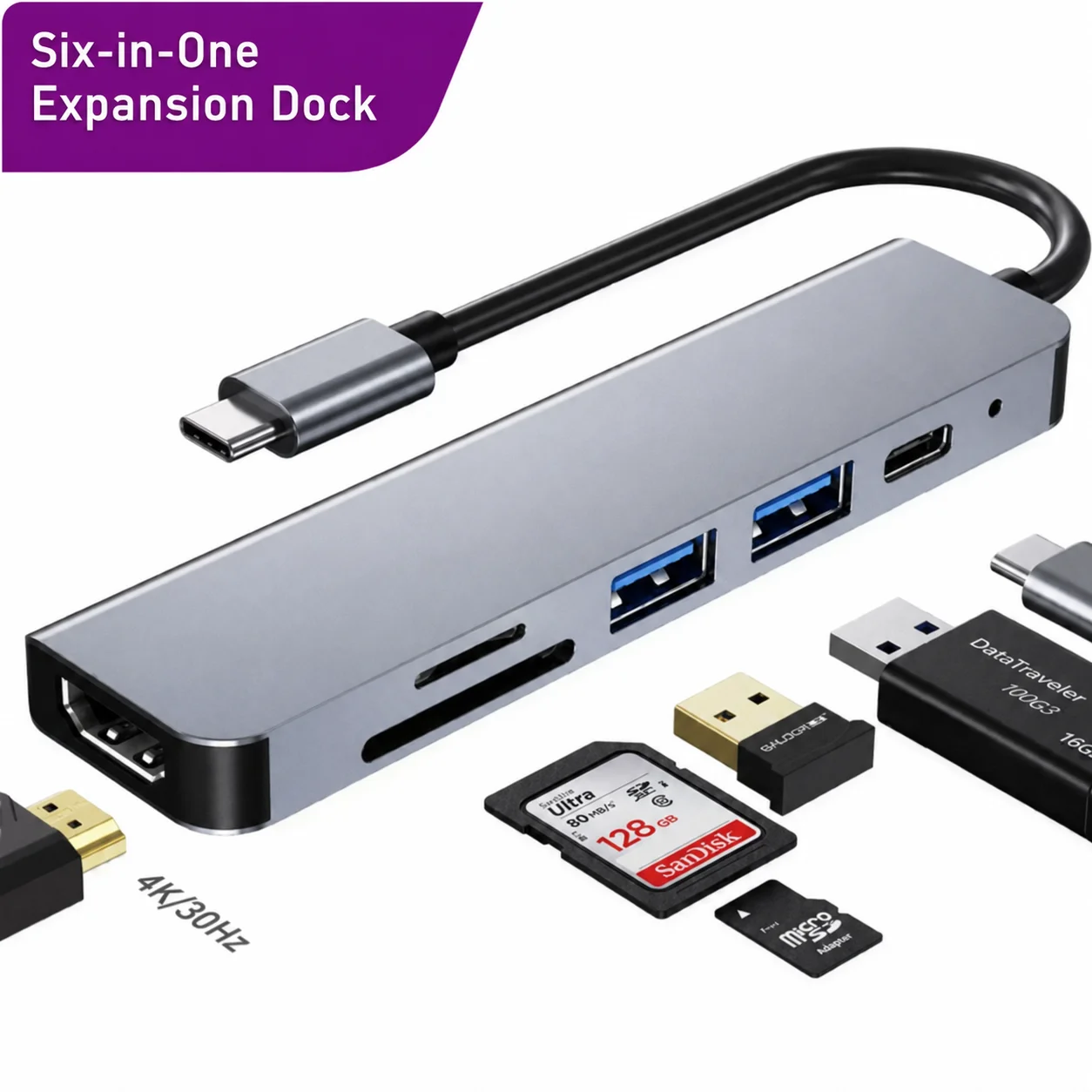 Type-C Expansion Dock USB Splitter Converter HDMI Projector Extension PD Fast Charge Suitable for Mobile Phones Tablets Type-C t