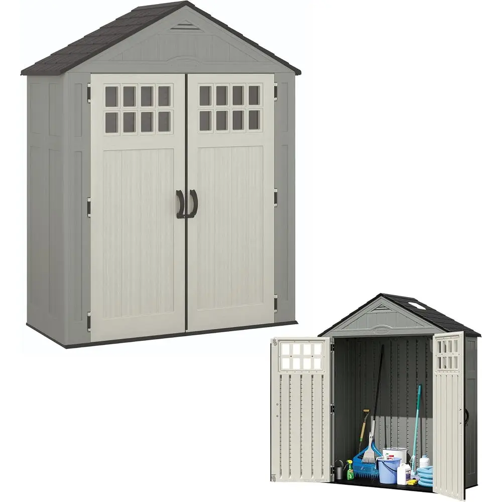 

Наружный навес для хранения из смолы — 6x3 Everett, пол, окна, манлайт, запираемые двери для дворовых и садовых инструментов