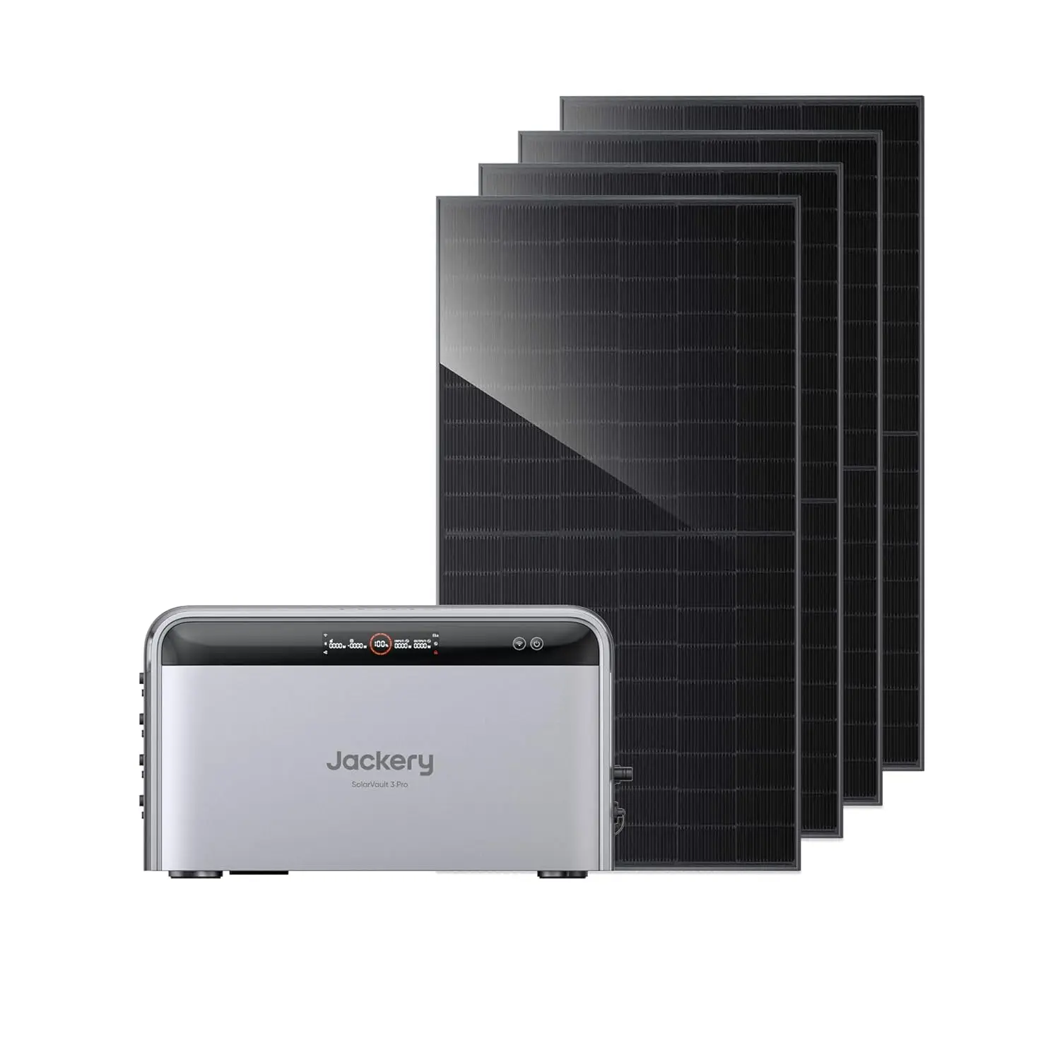 Jackery SolarVault 3 Pro balkon-energiecentrale met opslag, 4 × 450W glas-glas zonnepanelen, 4 MPPT, 1200W output, 4000W PV-ingang, uitbreidbare opslag 2,52–15,12 kWh, plug & play