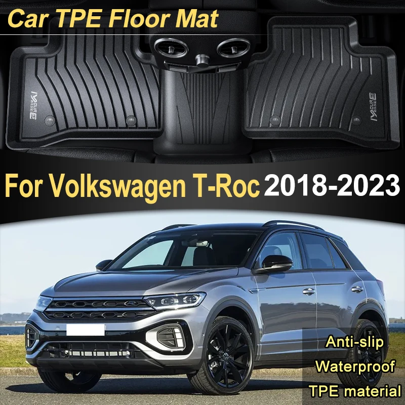 Автомобильные коврики TPE 3D с левым рулем для VW Volkswagen T-Roc 2018 ~ 2023 Автоаксессуары Водонепроницаемая грязевая подушка для ног Коврик против грязи