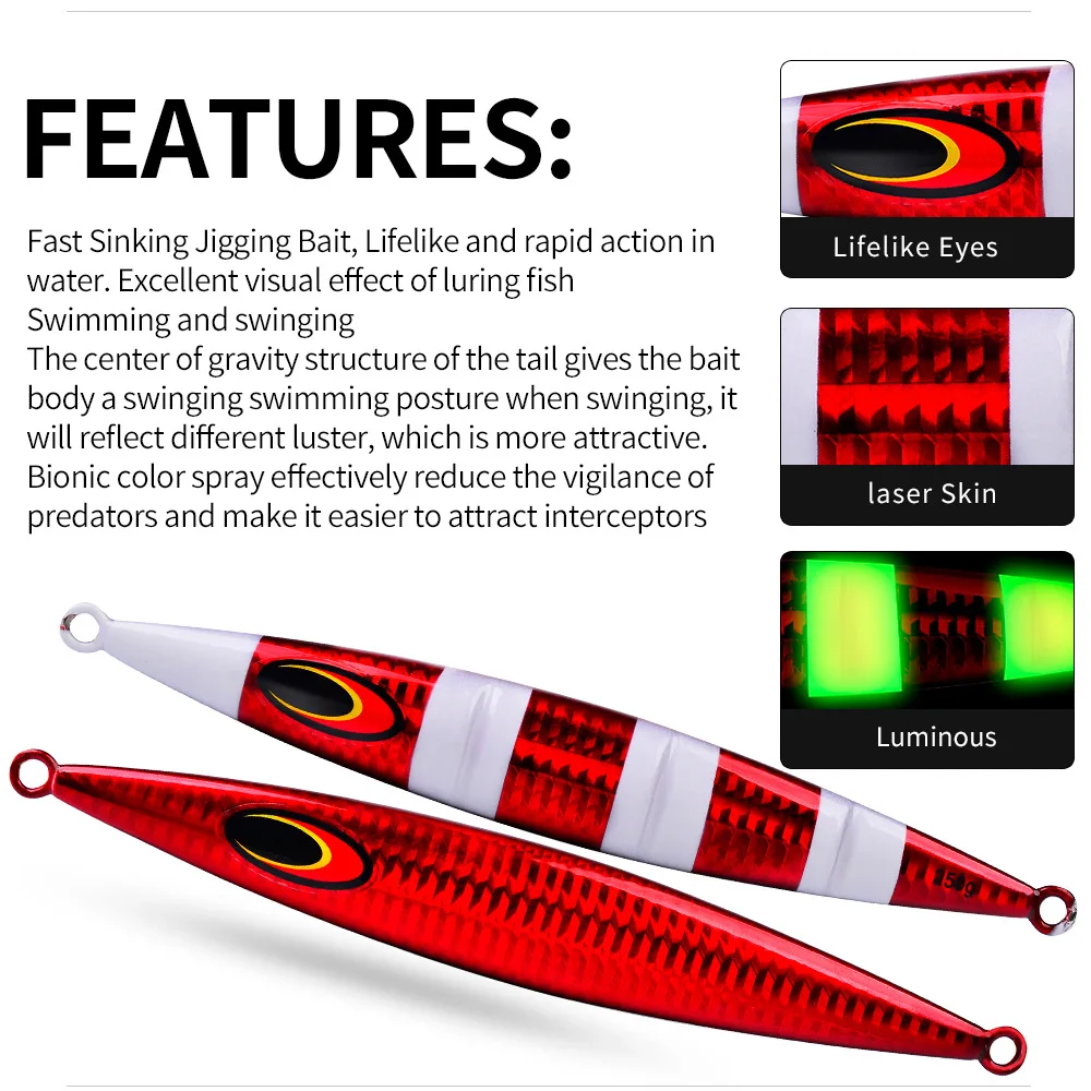 30 جرام 60 جرام 100 جرام 150 جرام 200 جرام 250 جرام أعماق البحار قارب الصيد السردين المتزلج القفز إغراء طويل يلقي المعادن تهزهز الصيد إغراء البحر الصيد الرقص