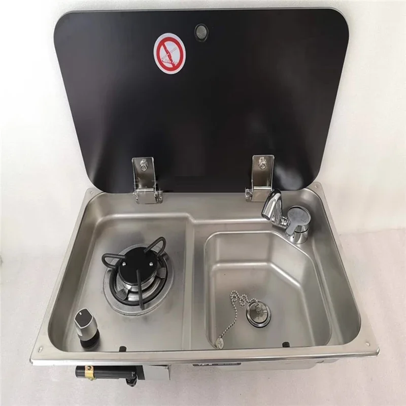 RV Self-Modified Trailer RV 304 Stainless Steel Dish Basin With Cover Gas Stove Sink RV Parts And Accessories