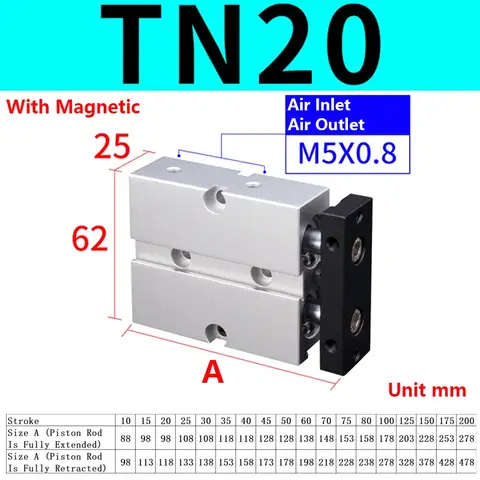 AirTac TN डुअल रॉड एयर सिलेंडर न्यूमेटिक सिलेंडर एक्ट्यूएटर्स डबल एक्टिंग गाइडेड पिस्टन सिलेंडर पार्ट्स 10/16/20/25/32 बोर 12 best sales टीएन एयर - №6