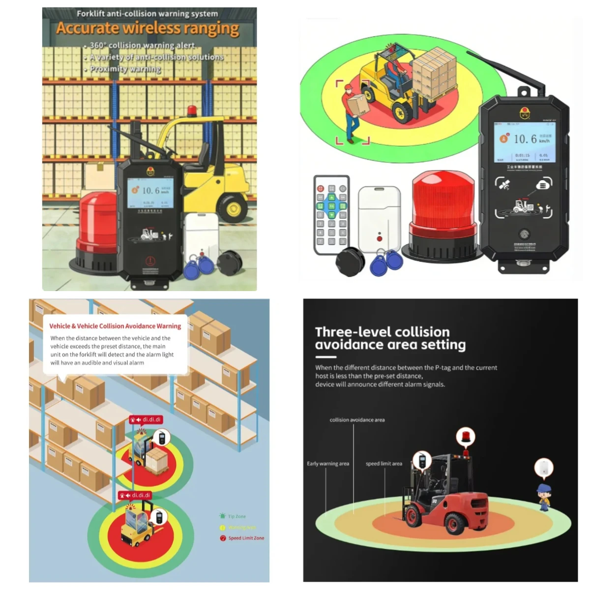 2026Warehouse Dock One-Way Forklift Anti-Collision Device Pedestrian Proximity Warning with Tag Forklift Pedestrian Safety