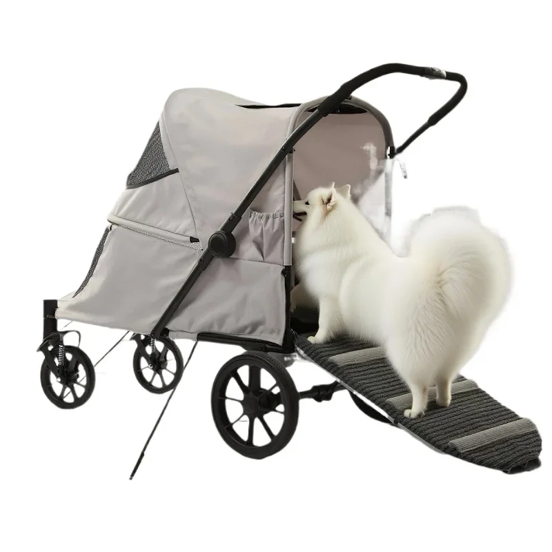 Pet cart Medium and large dogs One-click collection Lightweight foldable elderly dog going out scooter