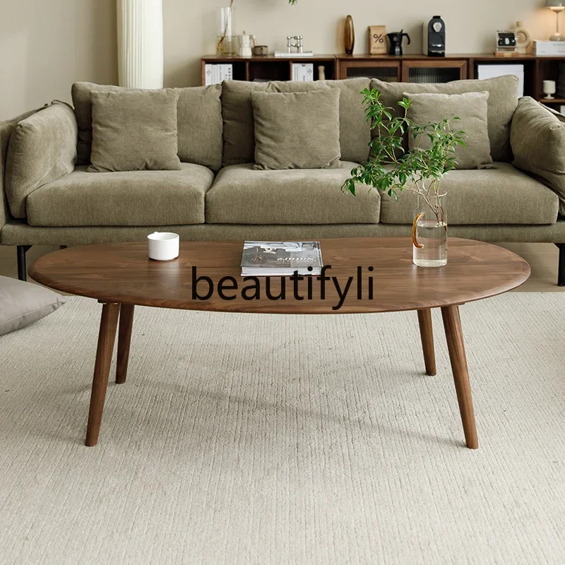 

A50 North American black walnut coffee table all solid wood Nordic small apartment living room creative bay window table