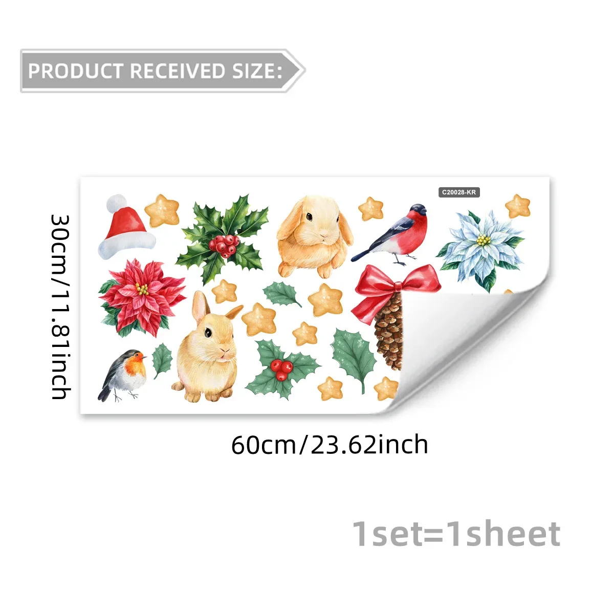 Festive PVC WFor All Stickers For ChristmFor As EFor Asy For ApplicFor Ation RemovFor Able Design Size 30 By 60 Centimeters