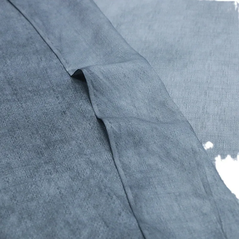 This is a cold-dyed fabric made of dirty yellow natural tussah silk with textured stir-fried color for Hanfu fashion designers