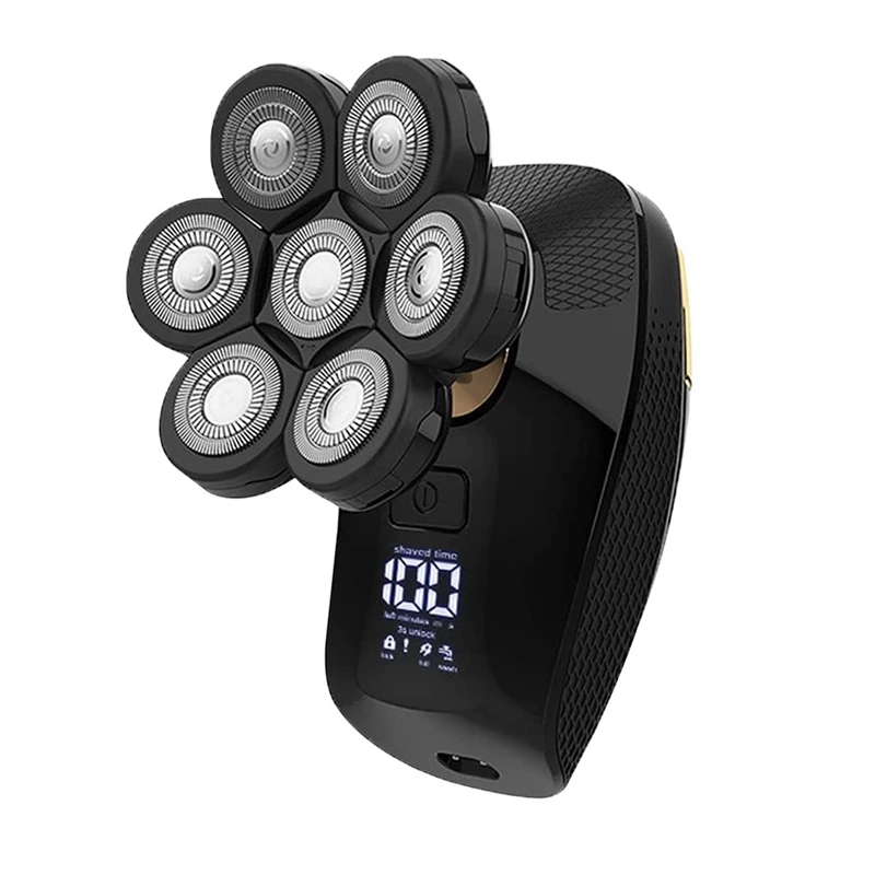 防水電気シェーバー,多機能,USB充電式,フローティングヘッド,スタンドアロンヘッド,7ブレード