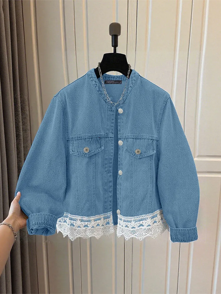 

ZAZNEA стильные рубашки женские осенние туники с длинными рукавами топы пуговицы повседневная блузка кружевная лоскутная свободная уличная одежда Blusas кардиганы