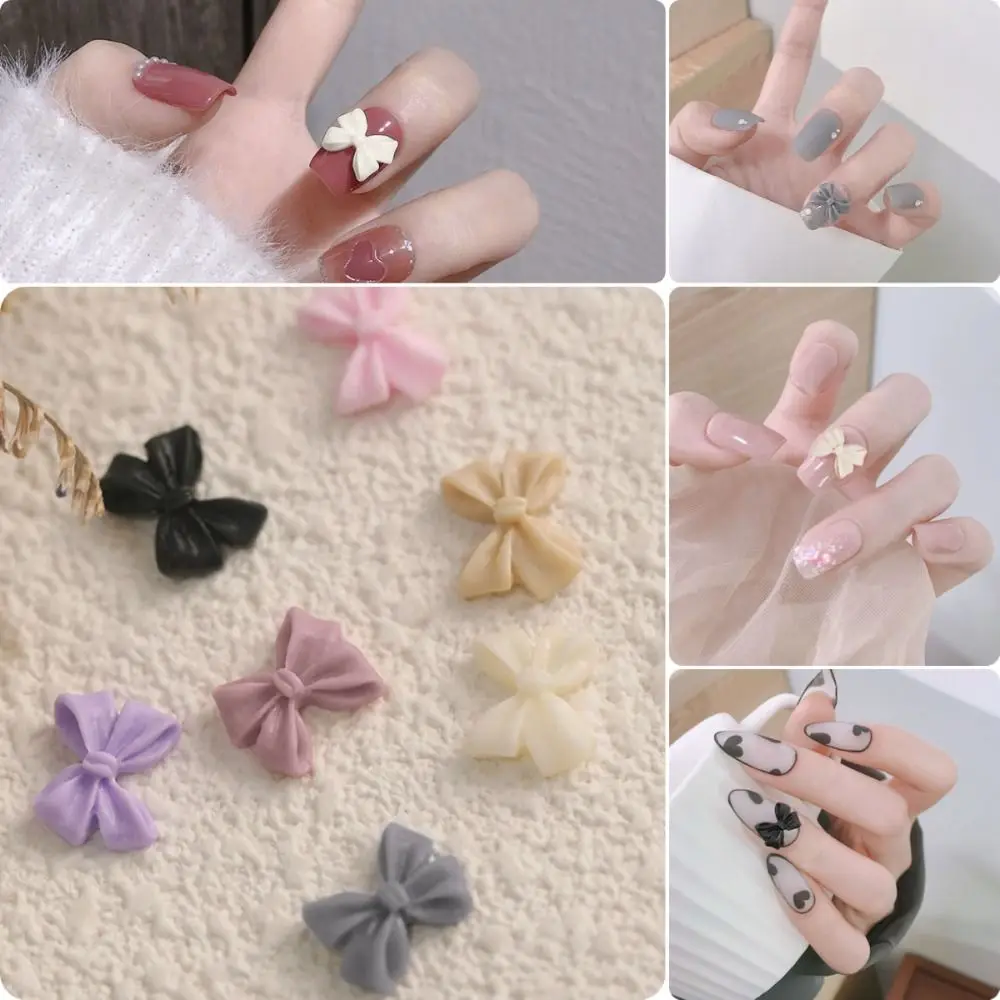 Fashion 10PCS Nail Charm Parts Resin DIY Bow Accessories Supplies 3D Rhinestone Hairclip