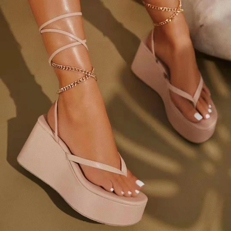 2022 New Women Sandals Clip-toe High Heels Platform Wedges Ladies Shoes Ankle Strap Summer Party Female Sandals High Heels