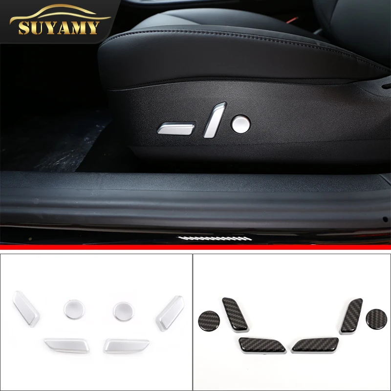 

6pcs ABS Chrome Car Seat Adjust Button Cover Sticker For Tesla Model 3 Model Y 2017-2021 Car Interior Accessories