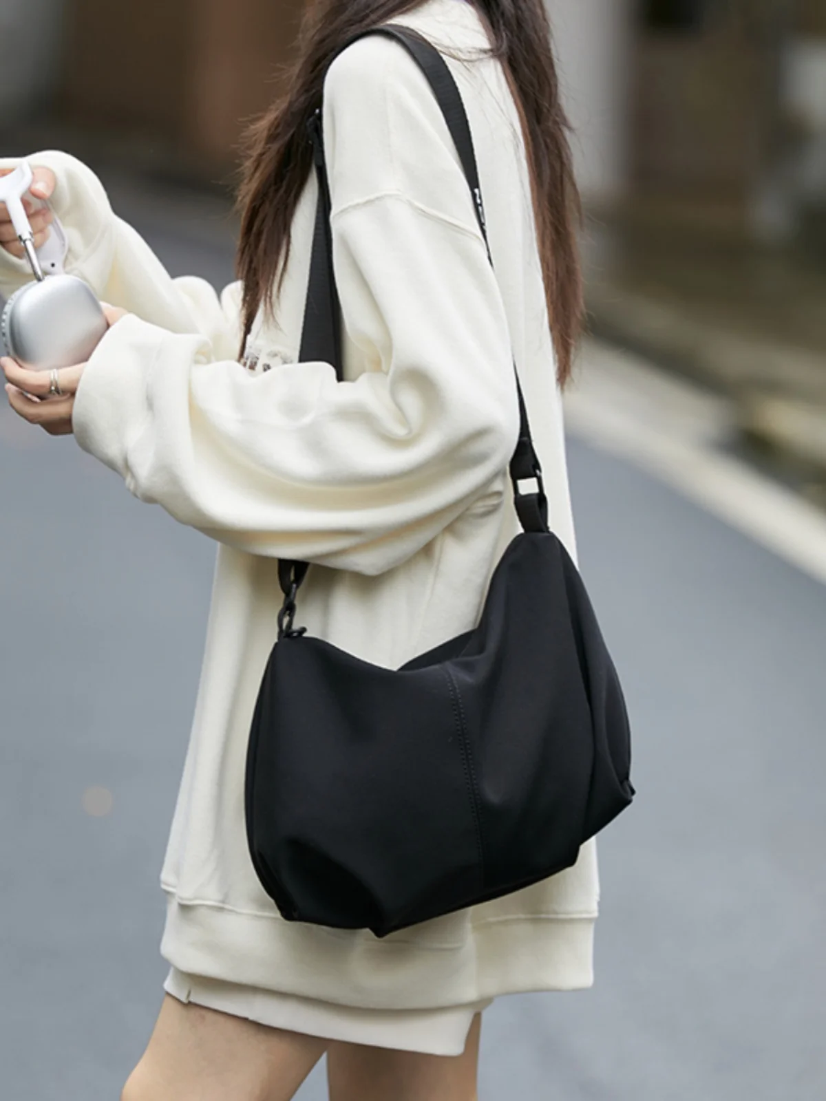Oxford Cloth Lazy Niche Versatile Leisure Commuting Crescent Bag One Shoulder Crossbody Dumpling Bag for Women