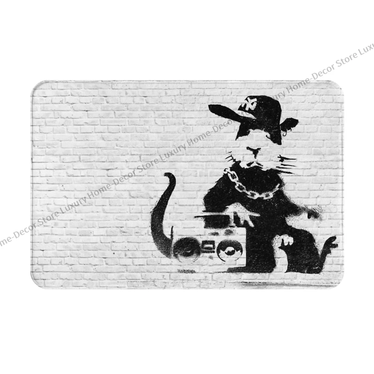 Banksy Wall Graffiti Bedroom Mat Gangsta Rat Doormat Flannel Carpet Outdoor Rug Home Decoration