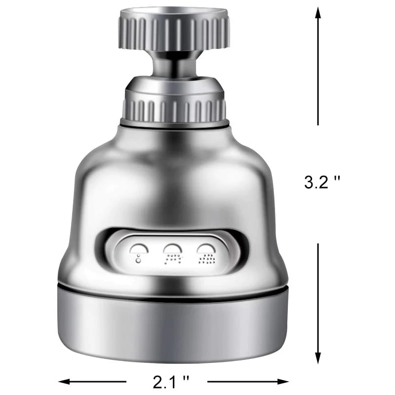 Zhangji 3 tryby Aerator kran 360 stopni obrotowy elastyczny oszczędzania wody filtr wysokociśnieniowy Adapter opryskiwacz akcesoria kuchenne — zdjęcie 7