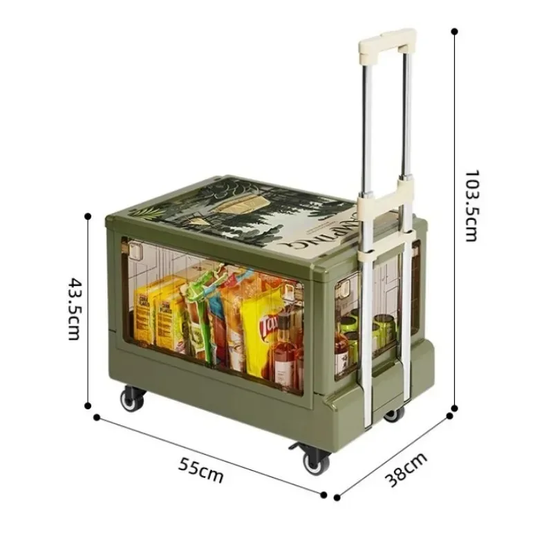 

Vintage Folding Camping Trolley Nordic Multi Functional Removable Portable Storage Trolley Convenient Hiking Outdoor Tools