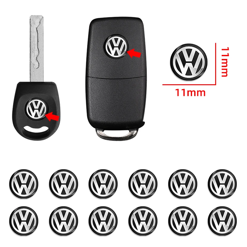 11mm Metal Car Emblem Remote Key Stickers Badge For Volkswagen VW Polo Golf 5 7 Passat Tiguan Arteon Jetta Beetle CC Taigo Caddy