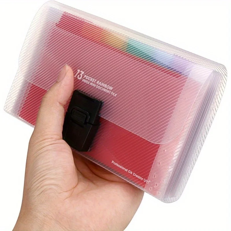 A6 Expanding File Organizer 13-Pockets, Accordion Folder with Button Closure for Documents Receipts Cards, Document Wallet