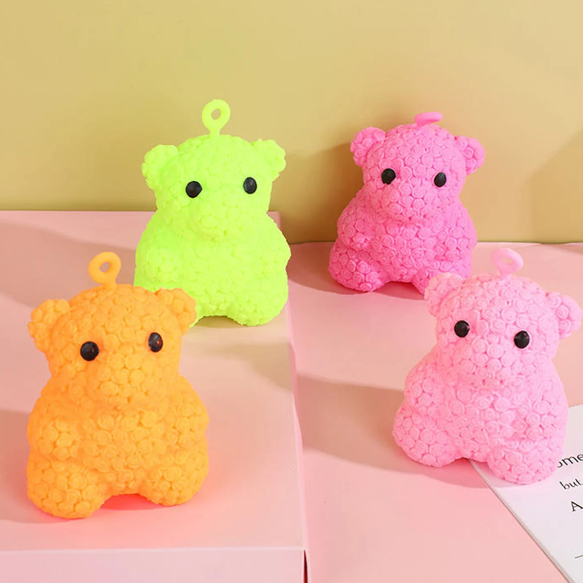 اسفنجي الكرتون وامض الدب الوردي ضغط الفراء الكرة قرصة مضحك لطيف متوهجة كرات الحيوان الحسية تململ الضغط لعبة أطفال #6